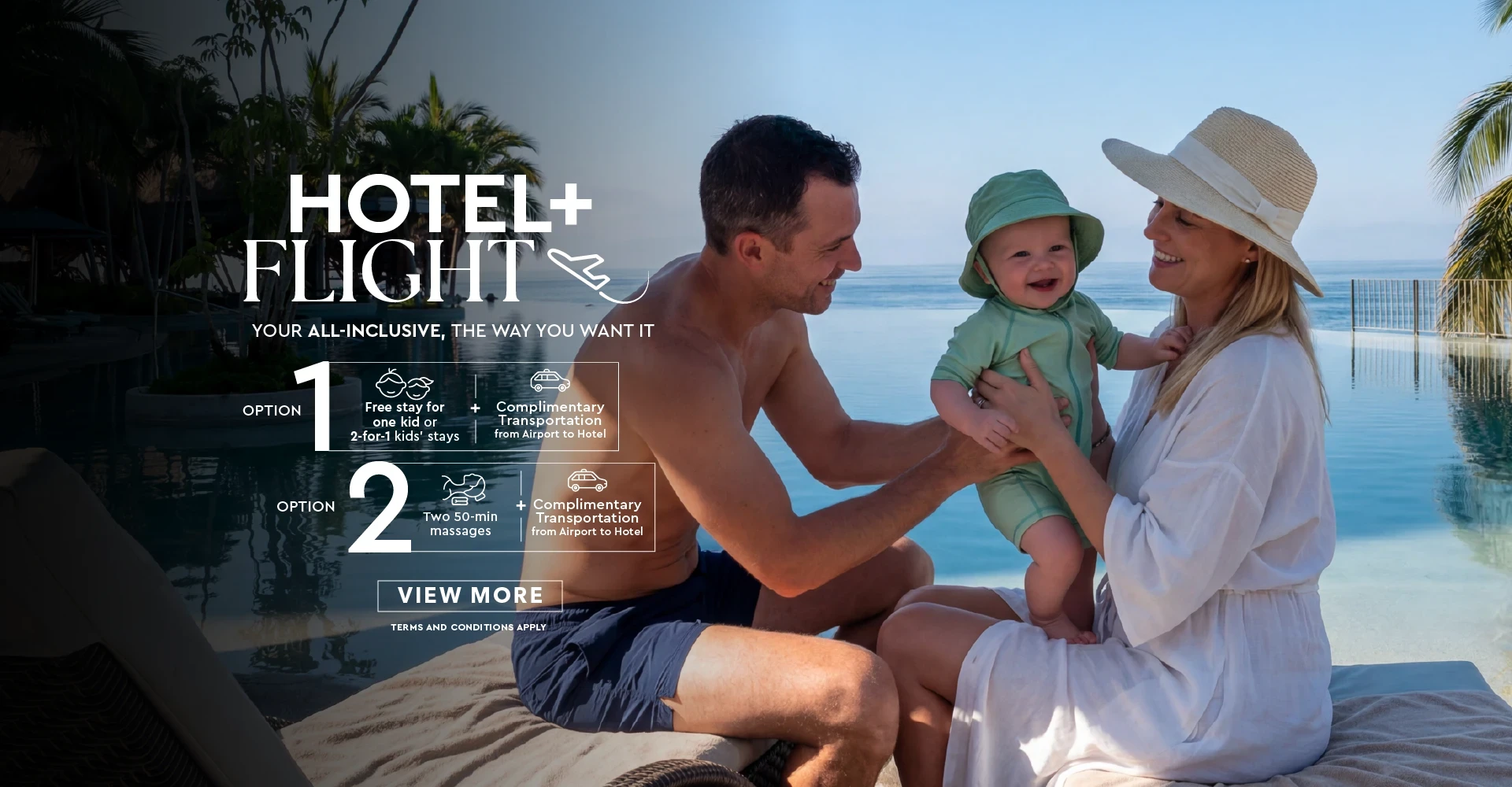 Hotel + Flight package oceanfront resort Mexico